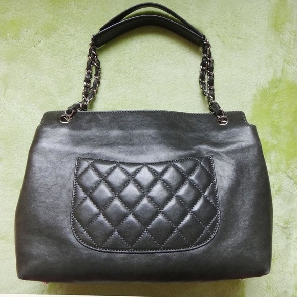 Chanel Matelasse Shoulder Bag Gray Leather Chain - Picture 1 of 12